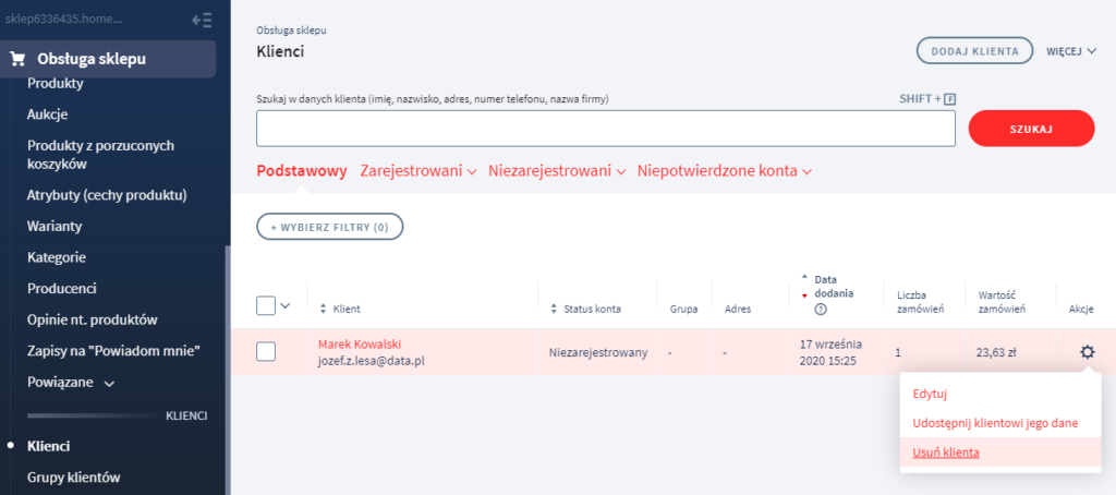 RODO – usuwanie danych Klienta
